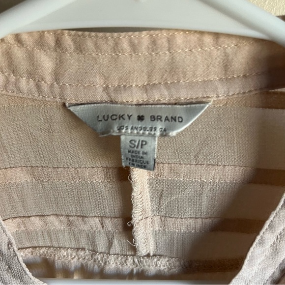 Lucky Brand Beige Floral Sheer Long Sleeve Boho Blouse - Picture 3 of 5